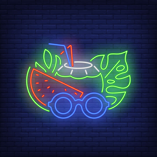 Beach Cocktail And Sunglasses Neon Sign