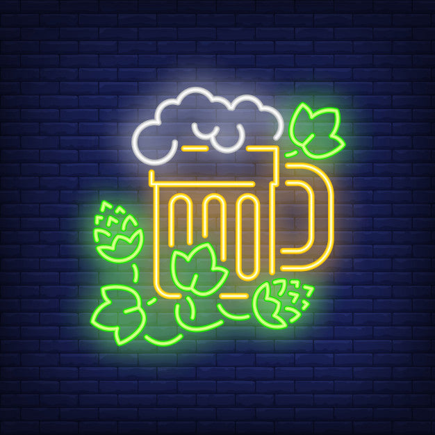Beer Mug With Hop Plant Neon Sign