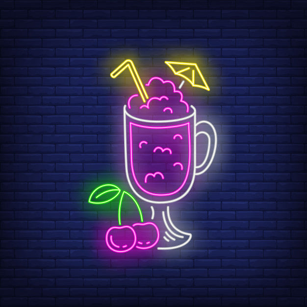 Cherry Cocktail In Glass Neon Sign