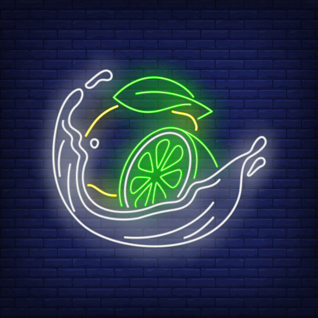 Lemon, Lime And Liquid Splash Neon Sign