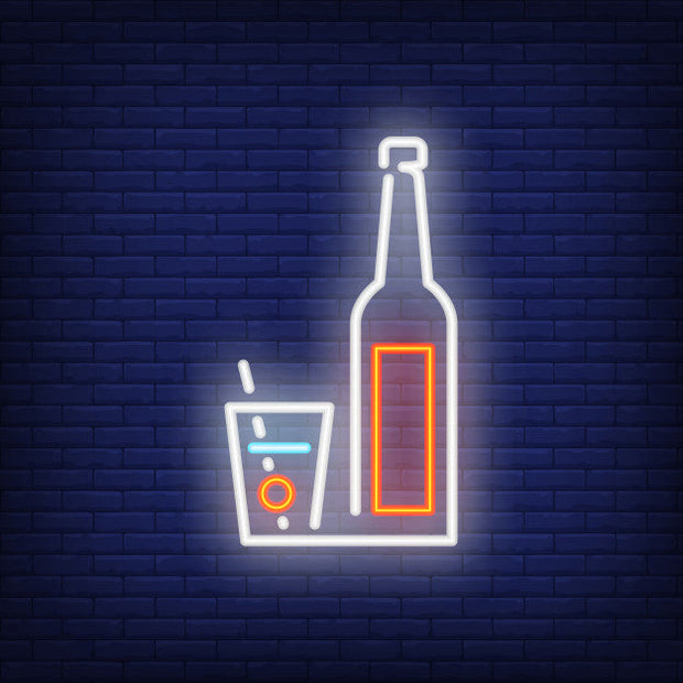 Cocktail Glass And Bottle Neon Sign