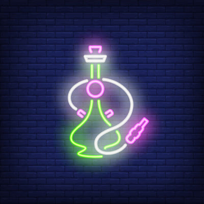 Green And Pink Hookah Neon Sign