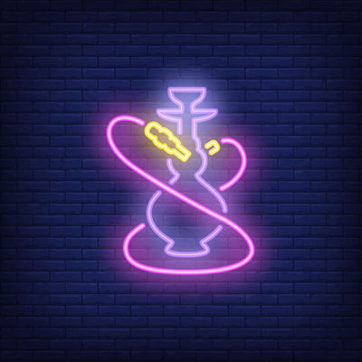 Hookah With Two Pink Hoses Neon Sign - Neon Pink Aesthetic